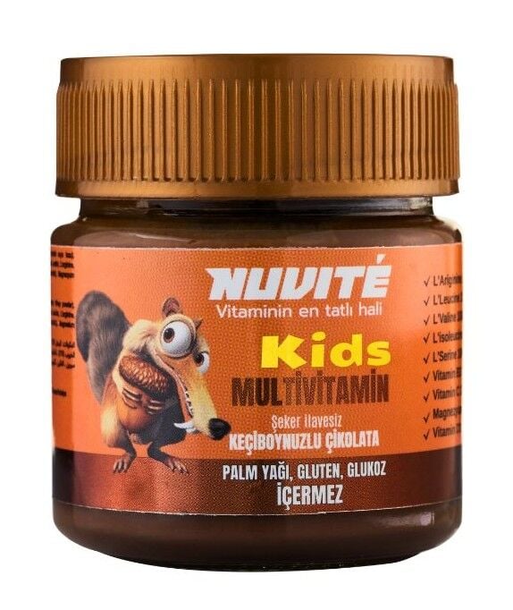 NUVITE Kids Multivitamin Keçiboynuzlu Şekersiz Vitaminli Çikolata 200gr