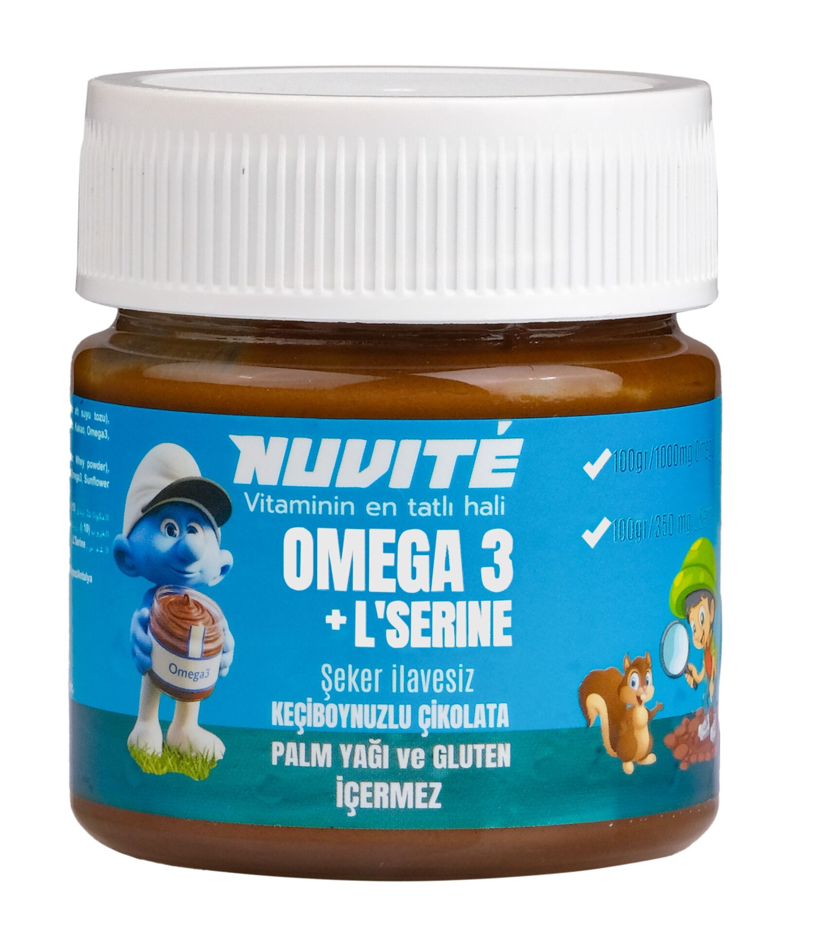 NUVITE Omega 3 + L'Serine Keçiboynuzlu Şekersiz Vitaminli Çikolata 200gr